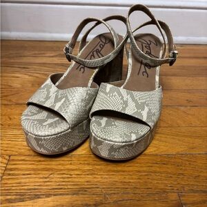 Franco Sarto Beige Snakeskin Platform Sandals